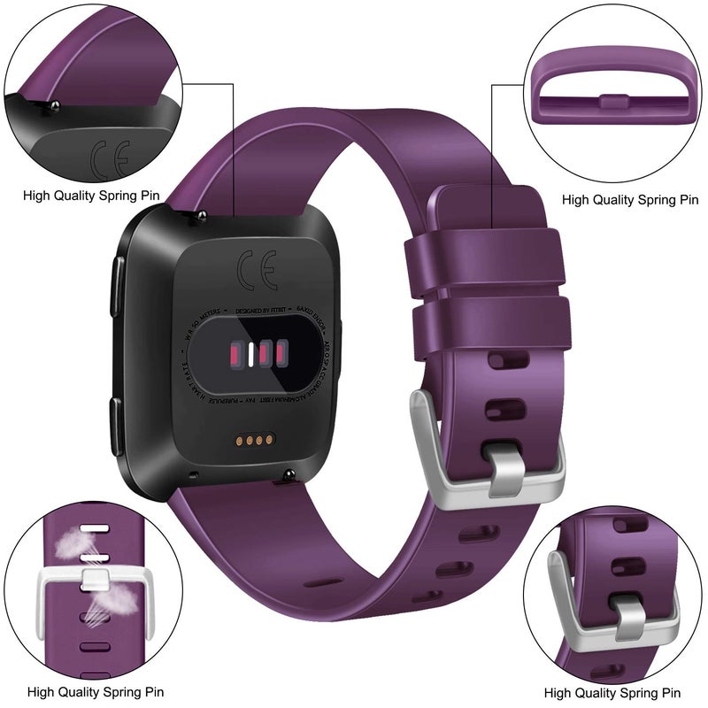 Meliya PACK 3 Soft Silicone Bands Compatible for Fitbit Versa 2 / Fitbit Versa/Fitbit Versa Lite Adjustable Sport Bands for Women Men Small Large (Purple+Violet+Peach, Small) - Image 4